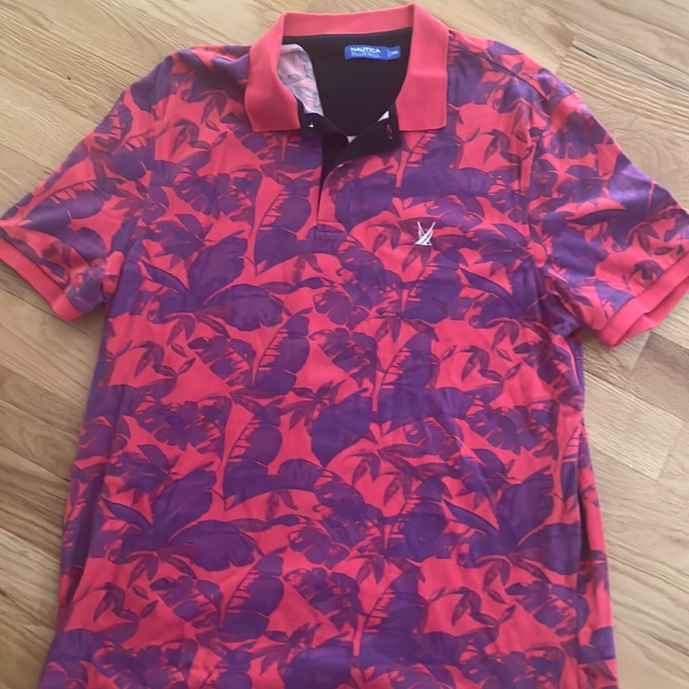 Nautica men’s polo print short sleeve collar shirt XXL like new worn once